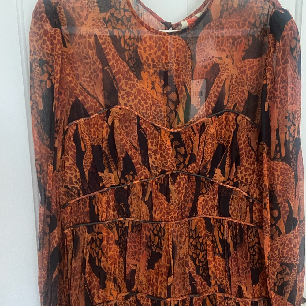 FARM Rio Orange and Black Long Sleeve Dress - Picture 3 of 6